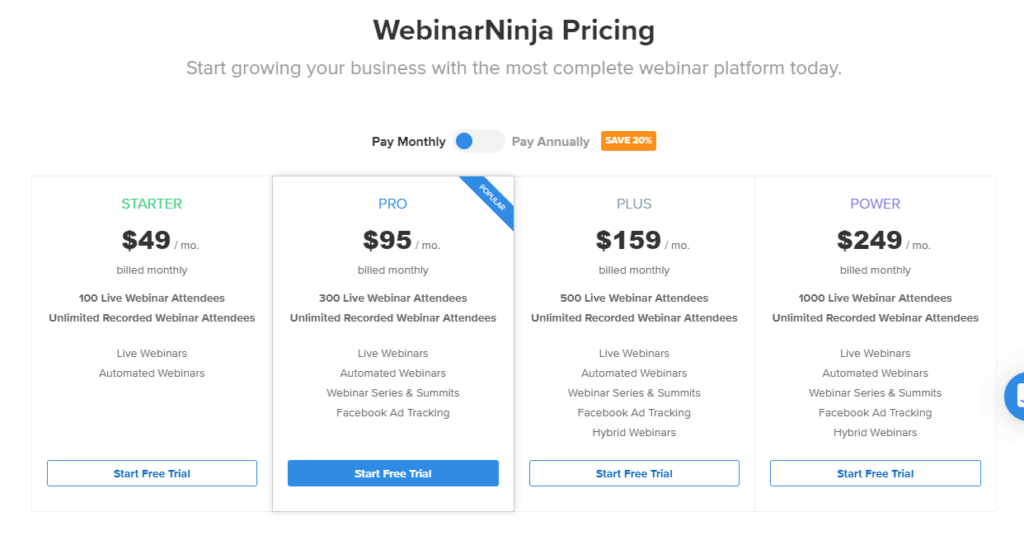 WebinarNinja-Pricing